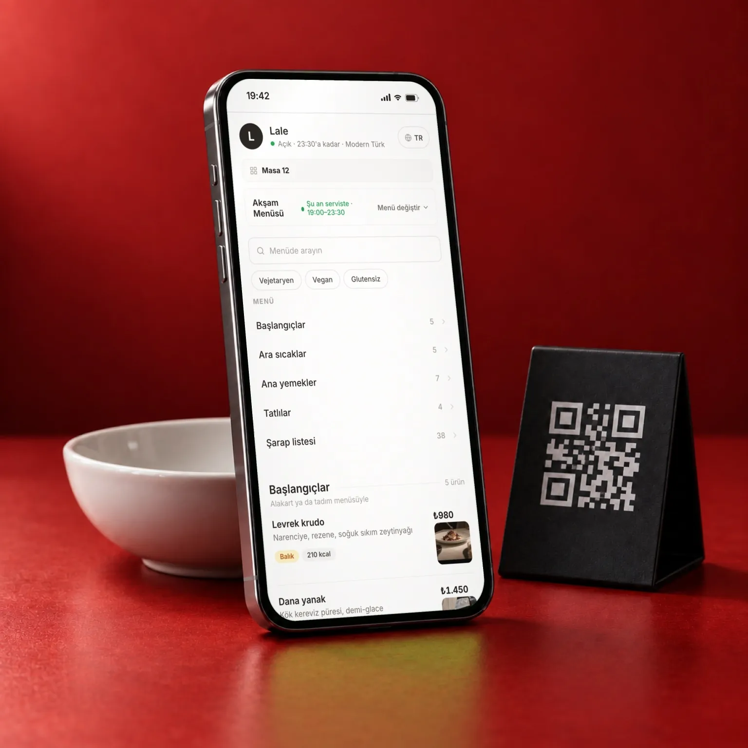 Telefonda DineLuup QR menü